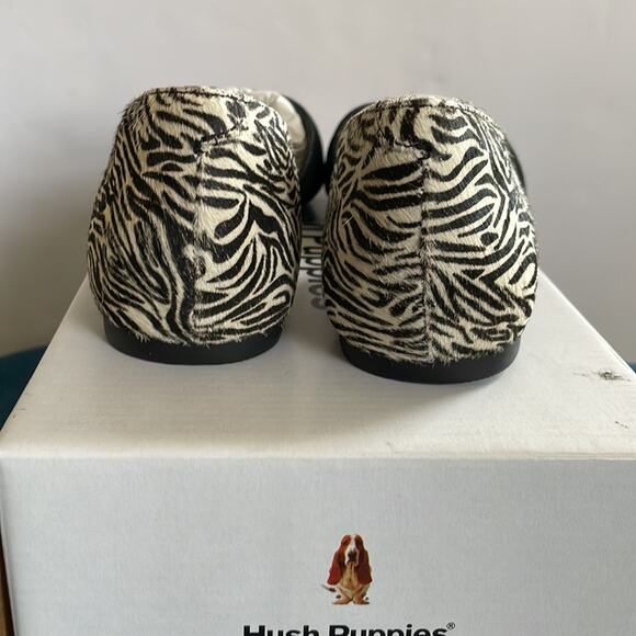 Hush Puppies  Black White Zebra Suede D'Orsay Flat  Ballet Shoes Size 7 Nwt - Picture 5 of 8